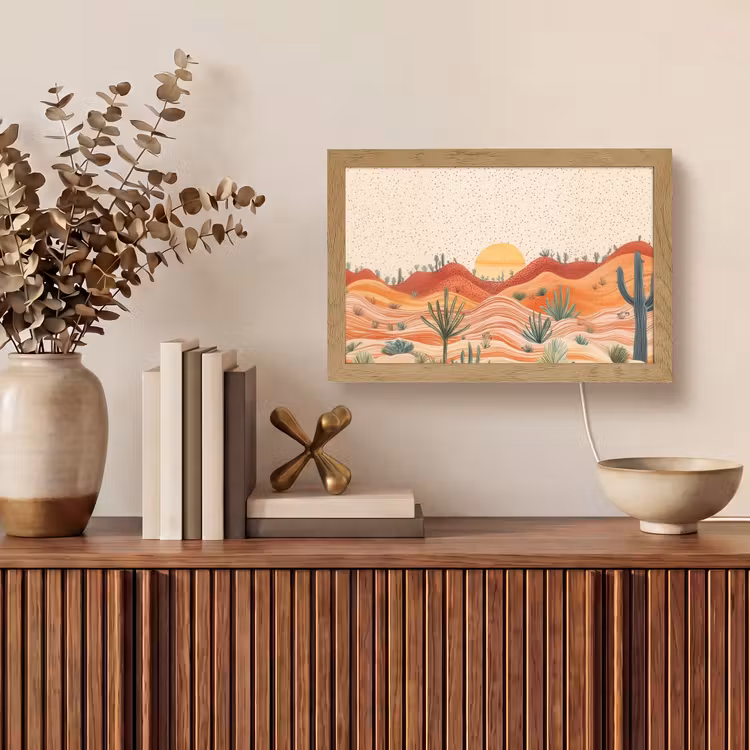 Landschap - Heuvels - Zonsondergang Light Box met kabel (Tafellamp) klein -sfeer2