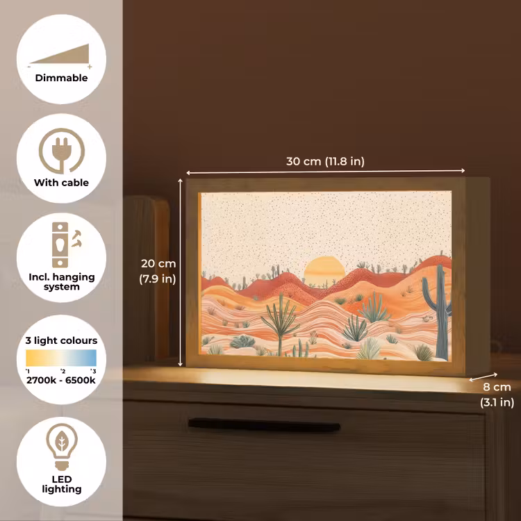 Landschap - Heuvels - Zonsondergang Light Box met kabel (Tafellamp) klein -USP_EN