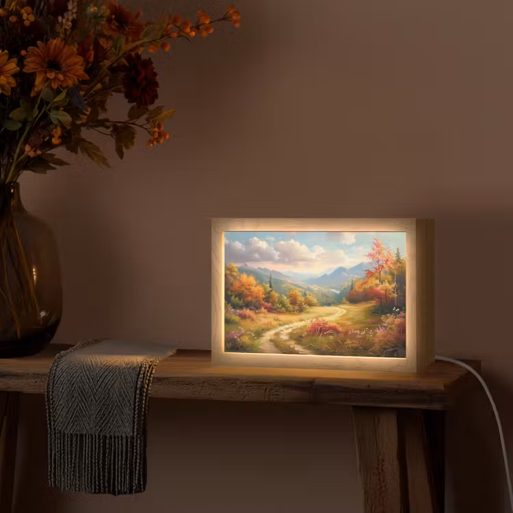 Landschap - Illustratie - Natuur Light Box met kabel (Tafellamp) klein -sfeer4