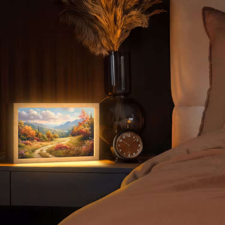 Landschap - Illustratie - Natuur Light Box met kabel (Tafellamp) klein -sfeer1