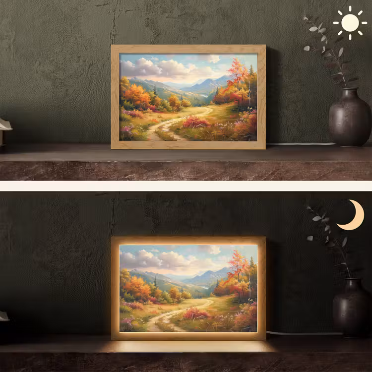 Landschap - Illustratie - Natuur Light Box met kabel (Tafellamp) klein -sfeer3