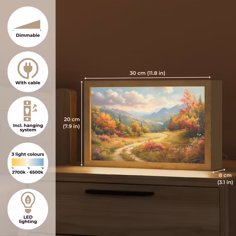 Landschap - Illustratie - Natuur Light Box met kabel (Tafellamp) klein -USP_EN