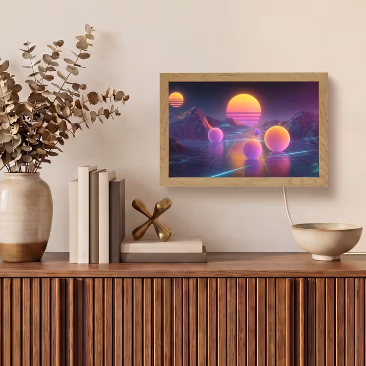 Landschap - Bergen - Bollen - Licht Light Box met kabel (Tafellamp) klein -sfeer2