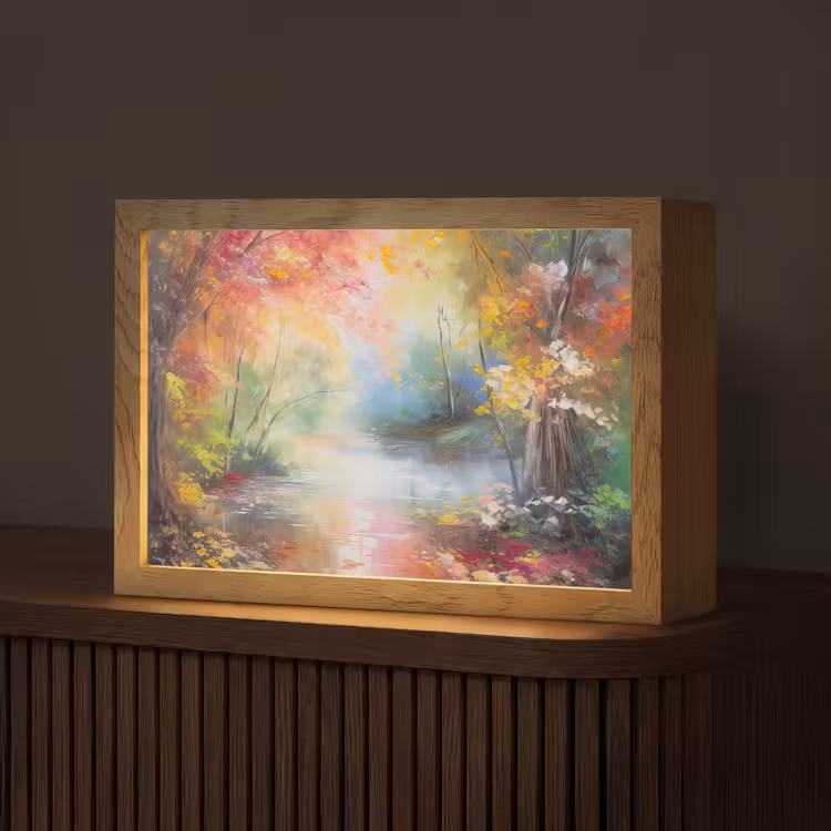 Landschap - Olieverf - Kleurrijk - Natuur Light Box met kabel (Tafellamp) klein -z3d_website
