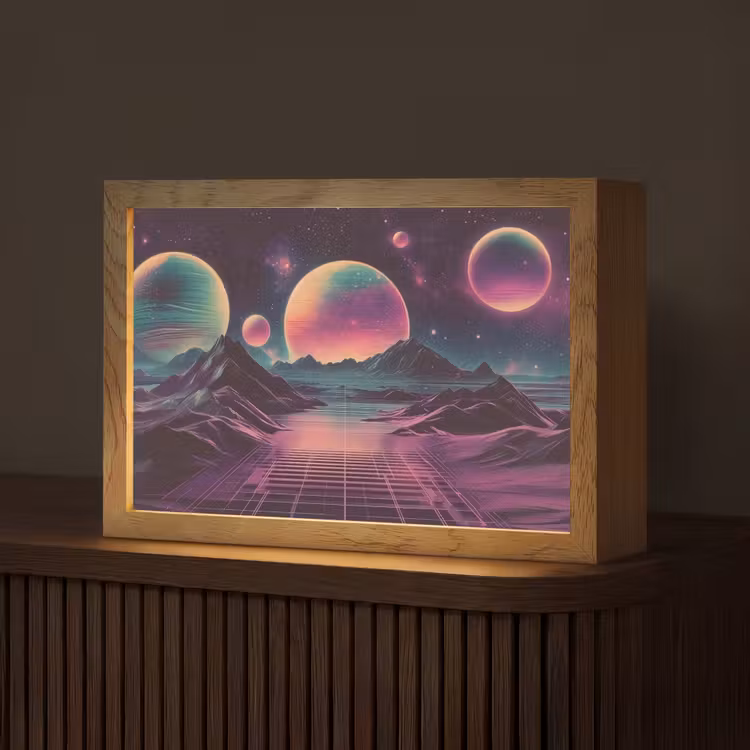 Landschap - Planeten - Horizon - Paars Light Box met kabel (Tafellamp) klein -z3d_website