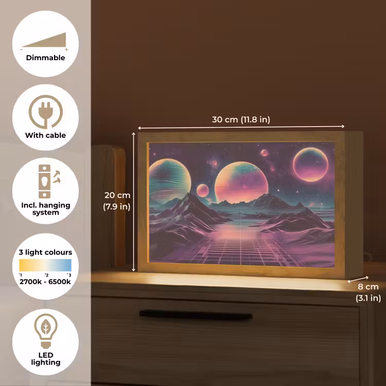 Landschap - Planeten - Horizon - Paars Light Box met kabel (Tafellamp) klein -USP_EN