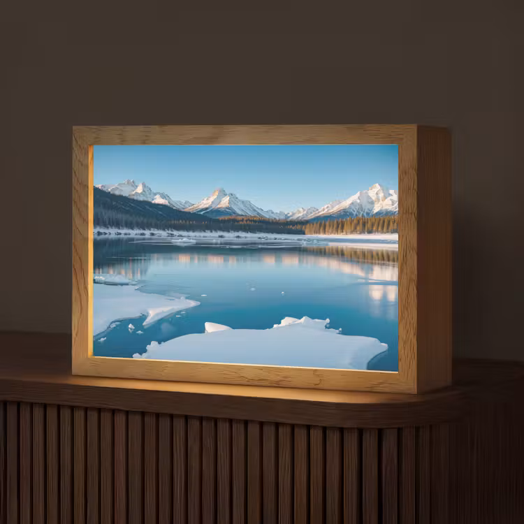 Landschap - Winter - Meer - Bergen - Uitzicht - IJs Light Box met kabel (Tafellamp) klein -z3d_website