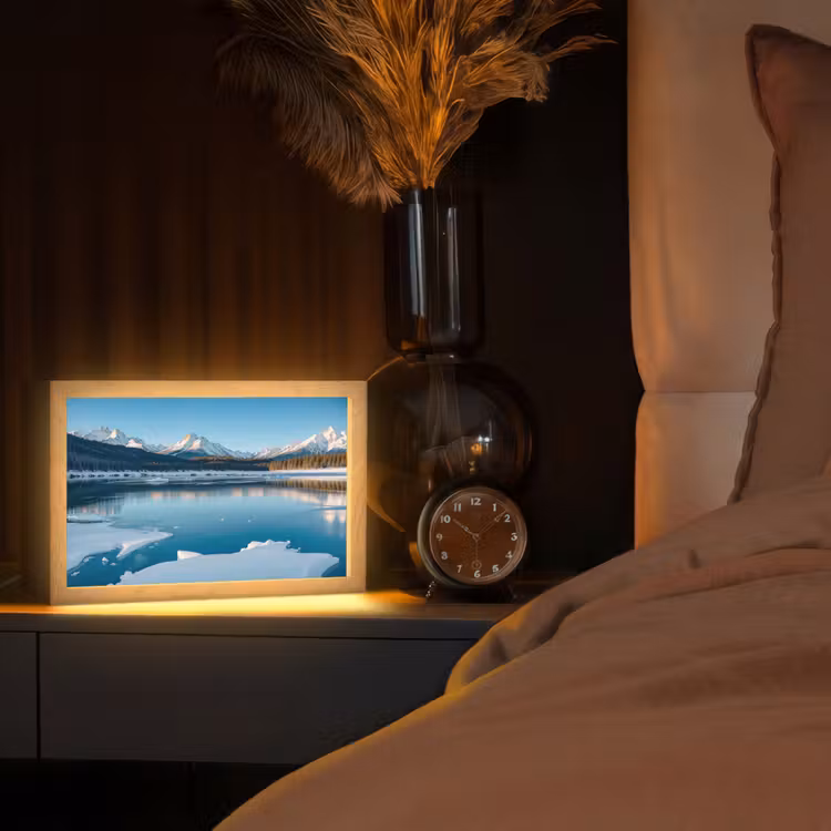 Landschap - Winter - Meer - Bergen - Uitzicht - IJs Light Box met kabel (Tafellamp) klein -sfeer1