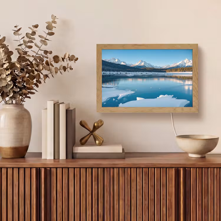 Landschap - Winter - Meer - Bergen - Uitzicht - IJs Light Box met kabel (Tafellamp) klein -sfeer2