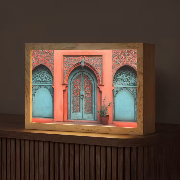 Lantaarn - Deur - Turquoise Light Box met kabel (Tafellamp) klein -z3d_website