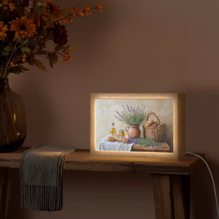Lavendel - Brood - Stilleven Light Box met kabel (Tafellamp) klein -sfeer4