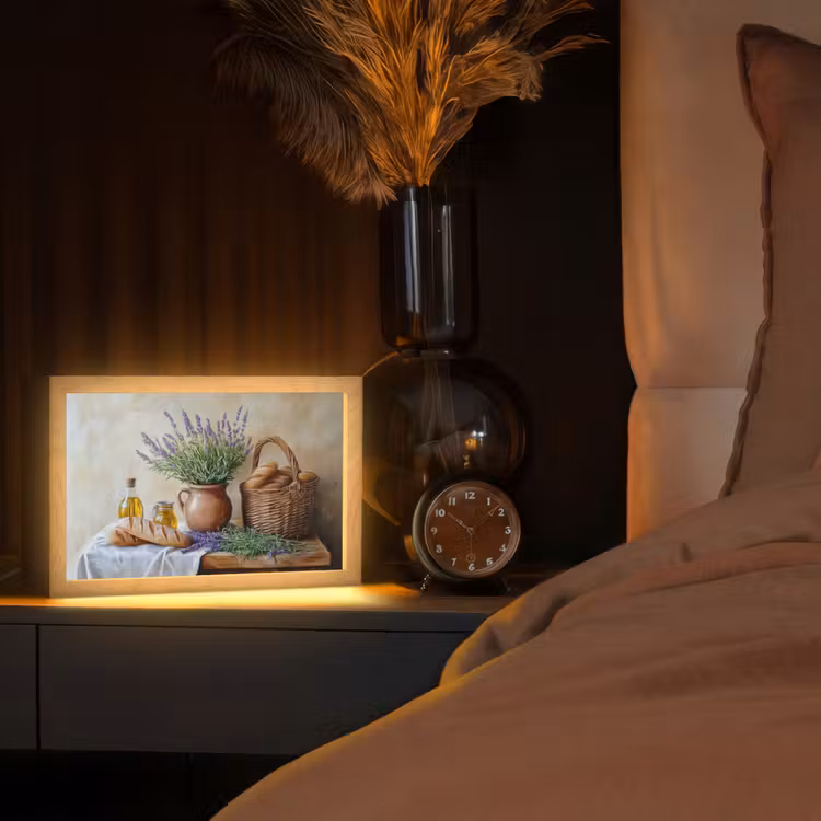 Lavendel - Brood - Stilleven Light Box met kabel (Tafellamp) klein -sfeer1
