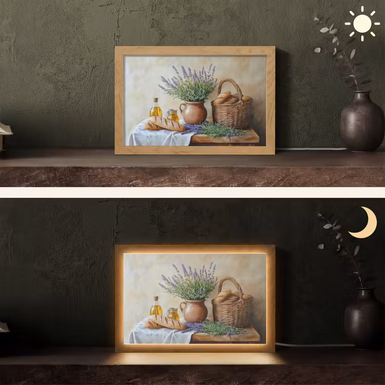 Lavendel - Brood - Stilleven Light Box met kabel (Tafellamp) klein -sfeer3