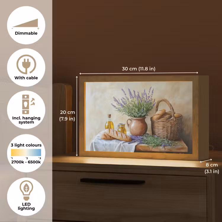 Lavendel - Brood - Stilleven Light Box met kabel (Tafellamp) klein -USP_EN