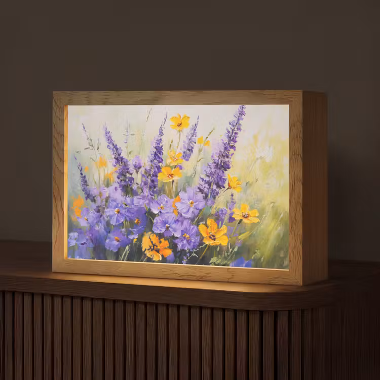 Lavendel - Bloemen - Natuur - Kunst Light Box met kabel (Tafellamp) klein -z3d_website