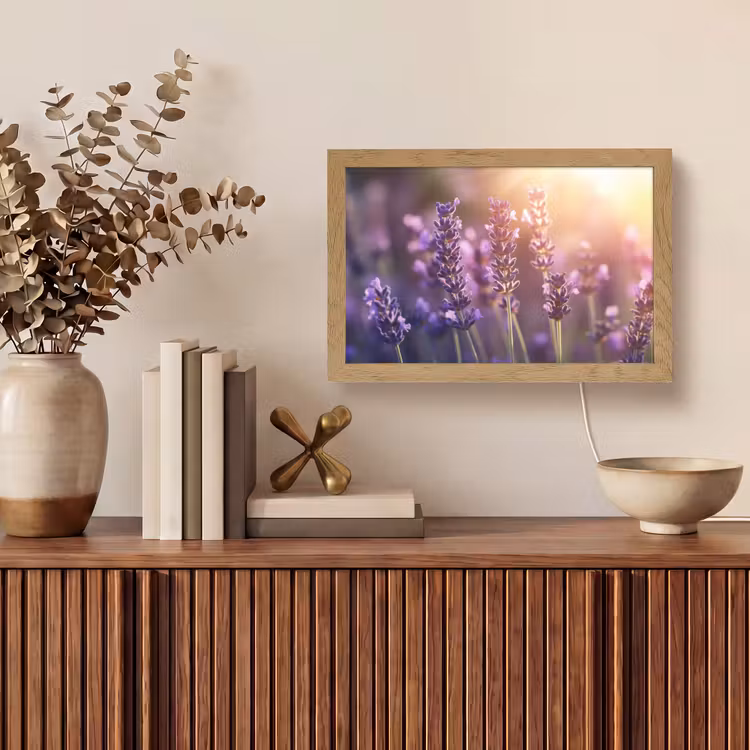 Lavendelbloemen - Paars - Zonlicht Light Box met kabel (Tafellamp) klein -sfeer2