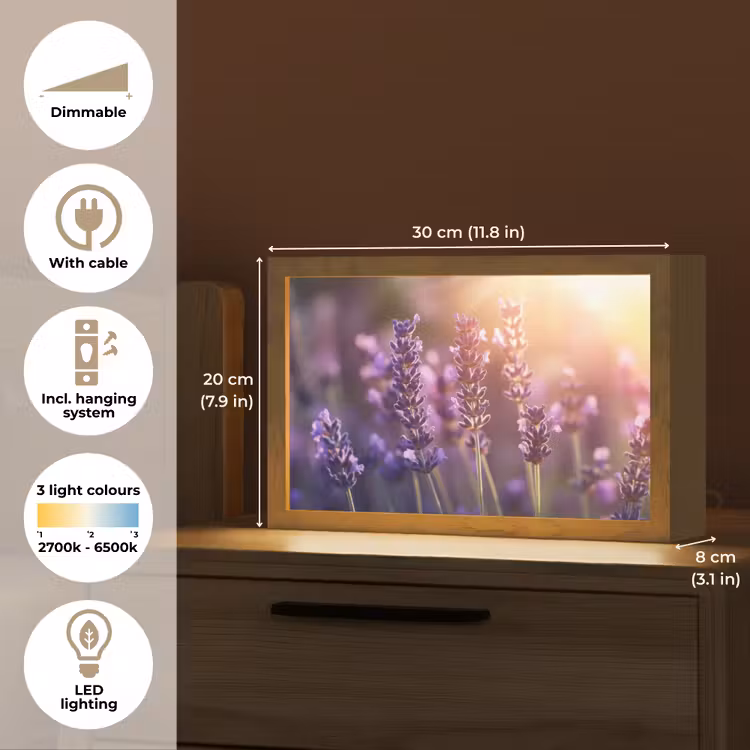 Lavendelbloemen - Paars - Zonlicht Light Box met kabel (Tafellamp) klein -USP_EN