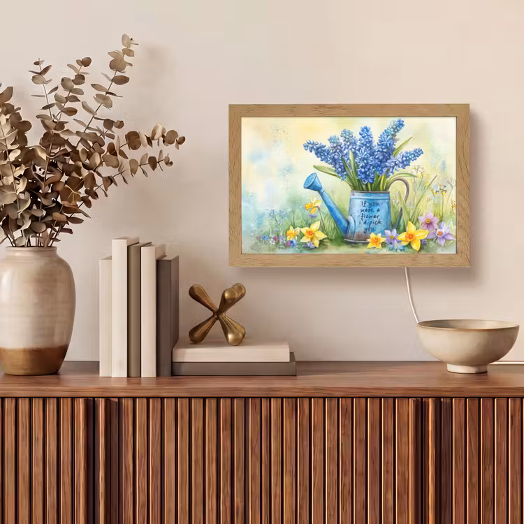 Lavendelbloemen - Quote - Gieter Light Box met kabel (Tafellamp) klein -sfeer2