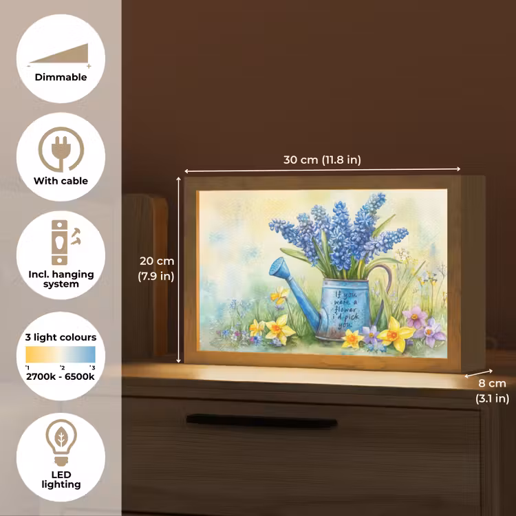 Lavendelbloemen - Quote - Gieter Light Box met kabel (Tafellamp) klein -USP_EN