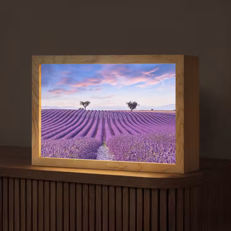 Lavendel - Natuur - Paars - Bomen - Bloemen Light Box met kabel (Tafellamp) klein -z3d_website