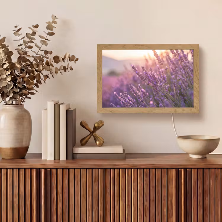 Lavendel - Paars - Zonlicht Light Box met kabel (Tafellamp) klein -sfeer2