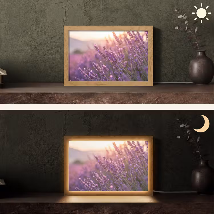 Lavendel - Paars - Zonlicht Light Box met kabel (Tafellamp) klein -sfeer3