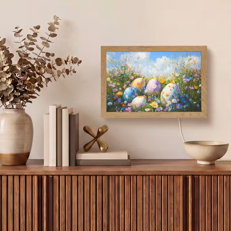 Grasveld - Eieren - Bloemen Light Box met kabel (Tafellamp) klein -sfeer2