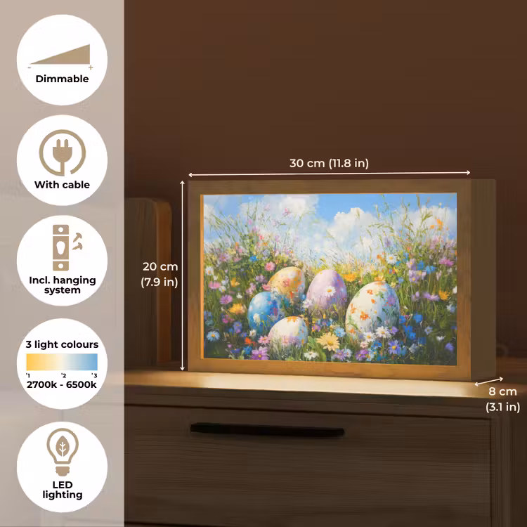Grasveld - Eieren - Bloemen Light Box met kabel (Tafellamp) klein -USP_EN