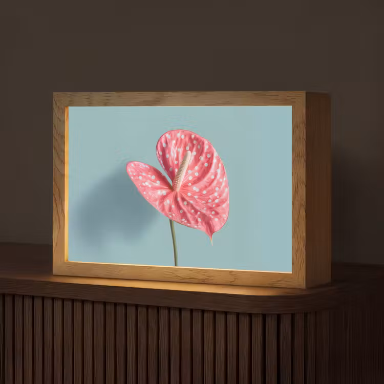 Blad - Anthurium - Stippen - Roze Light Box met kabel (Tafellamp) klein -z3d_website