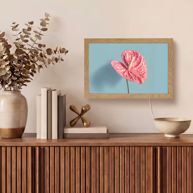 Blad - Anthurium - Stippen - Roze Light Box met kabel (Tafellamp) klein -sfeer2