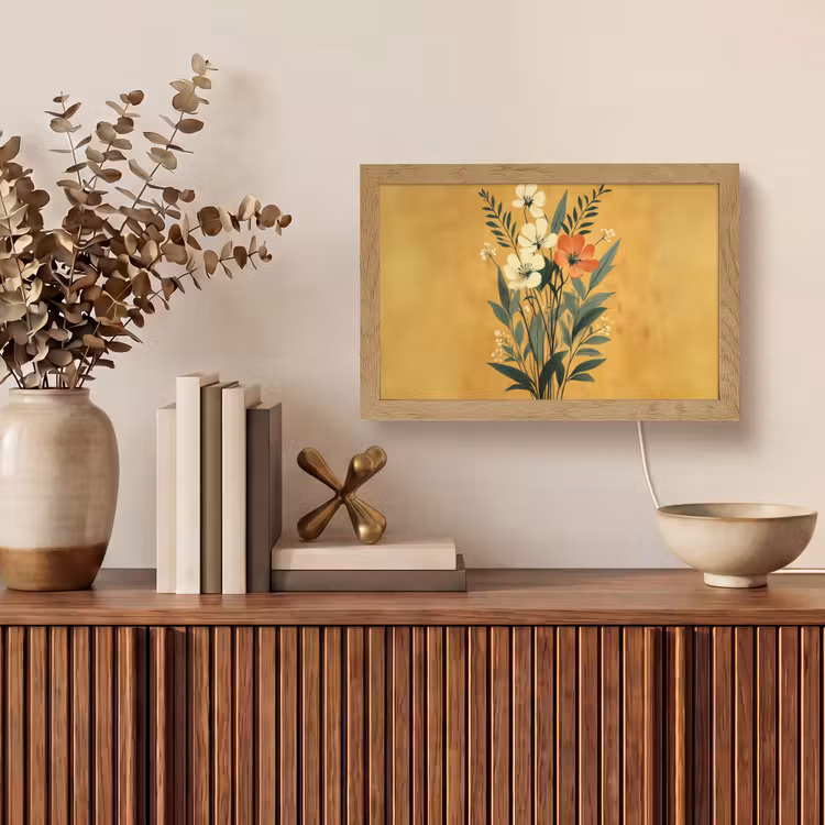 Bladeren - Boeket - Bloemen - Geel Light Box met kabel (Tafellamp) klein -sfeer2