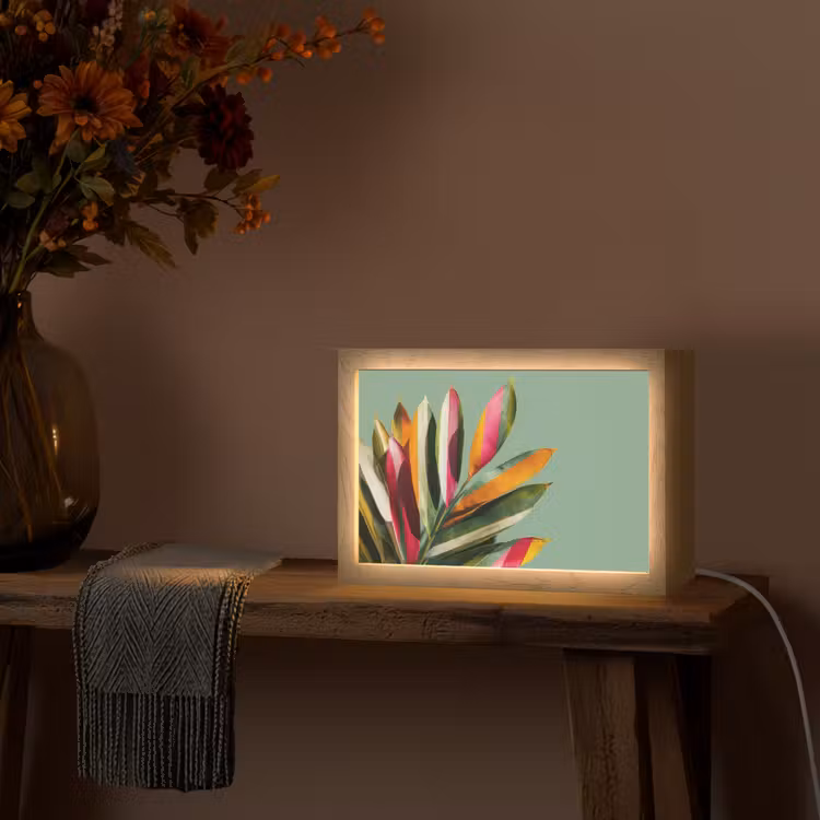 Bladeren - Tak - Kleurrijk Light Box met kabel (Tafellamp) klein -sfeer4