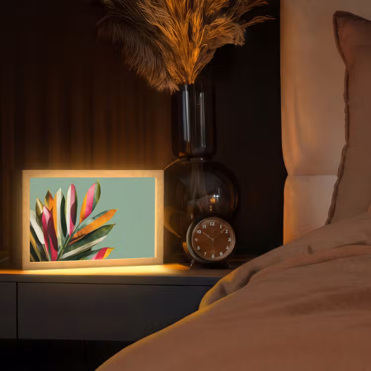 Bladeren - Tak - Kleurrijk Light Box met kabel (Tafellamp) klein -sfeer1