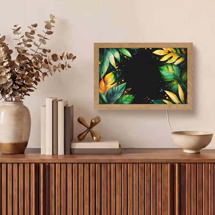 Bladeren - Groen - Geel - Verf - Jungle Light Box met kabel (Tafellamp) klein -sfeer2