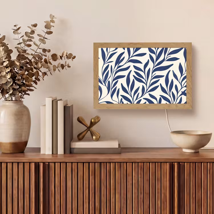 Bladeren - Klimop - Donkerblauw Light Box met kabel (Tafellamp) klein -sfeer2