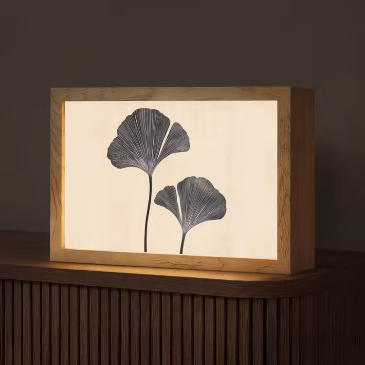 Bladeren - Minimalistisch - Zwart Light Box met kabel (Tafellamp) klein -z3d_website