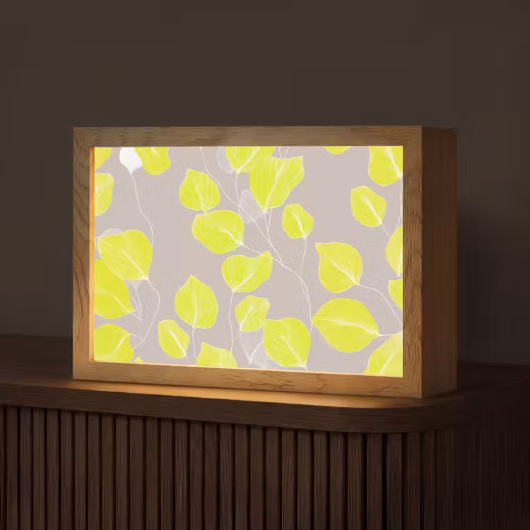 Bladeren - Neon - Geel - Lijnen Light Box met kabel (Tafellamp) klein -z3d_website