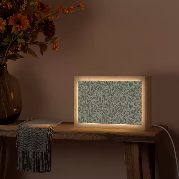Bladeren - Organisch - Groen Light Box met kabel (Tafellamp) klein 924 -sfeer4