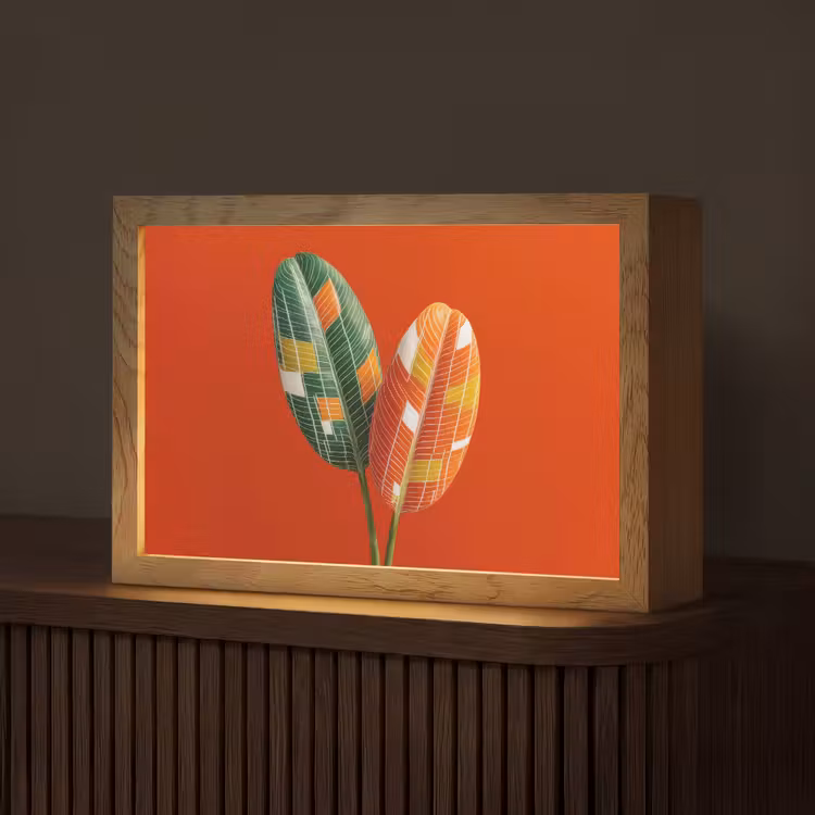 Bladeren - Ovaal - Mozaïek - Patroon Light Box met kabel (Tafellamp) klein -z3d_website
