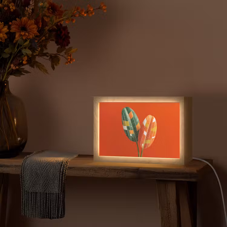 Bladeren - Ovaal - Mozaïek - Patroon Light Box met kabel (Tafellamp) klein -sfeer4