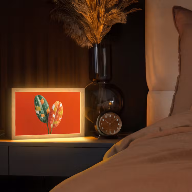 Bladeren - Ovaal - Mozaïek - Patroon Light Box met kabel (Tafellamp) klein -sfeer1
