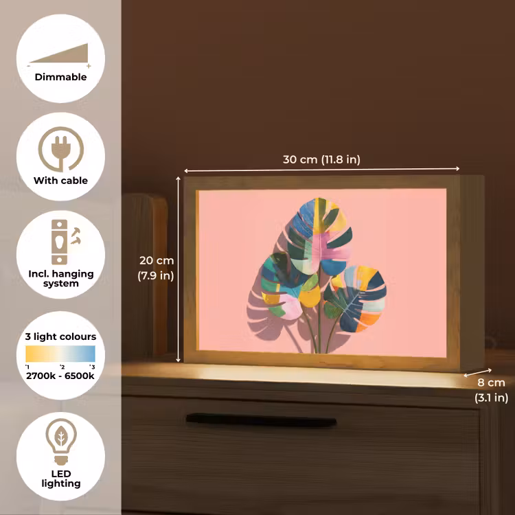 Bladeren - Geschilderd - Vlakken - Kleurrijk Light Box met kabel (Tafellamp) klein -USP_EN