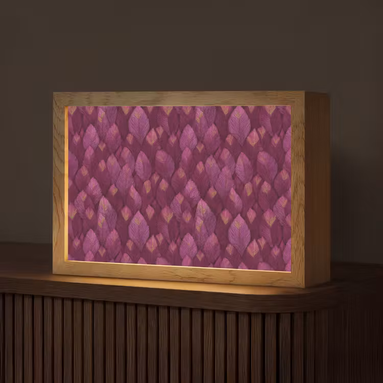Bladeren - Patroon - Burgundy Light Box met kabel (Tafellamp) klein 924 -z3d_website