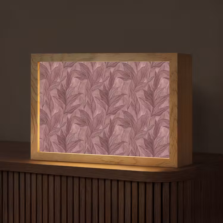 Bladeren - Patroon - Paars Light Box met kabel (Tafellamp) klein 924 -z3d_website