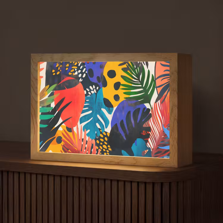 Bladeren - Vormen - Abstract - Kleurrijk Light Box met kabel (Tafellamp) klein -z3d_website