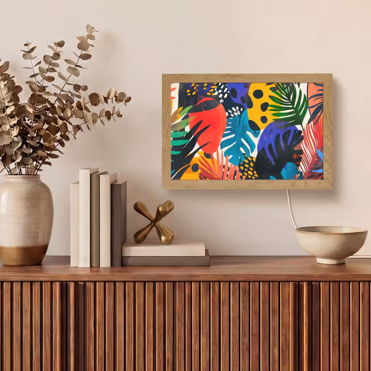 Bladeren - Vormen - Abstract - Kleurrijk Light Box met kabel (Tafellamp) klein -sfeer2