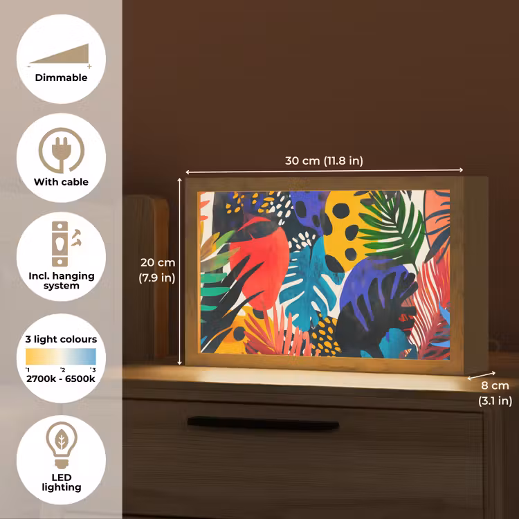 Bladeren - Vormen - Abstract - Kleurrijk Light Box met kabel (Tafellamp) klein -USP_EN