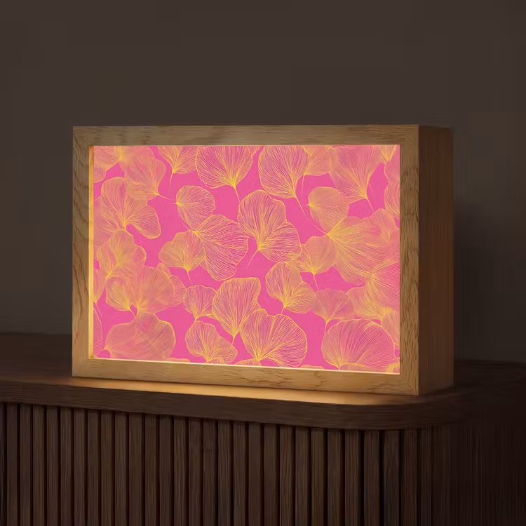 Bladeren - Nerven - Grafisch - Roze Light Box met kabel (Tafellamp) klein -z3d_website