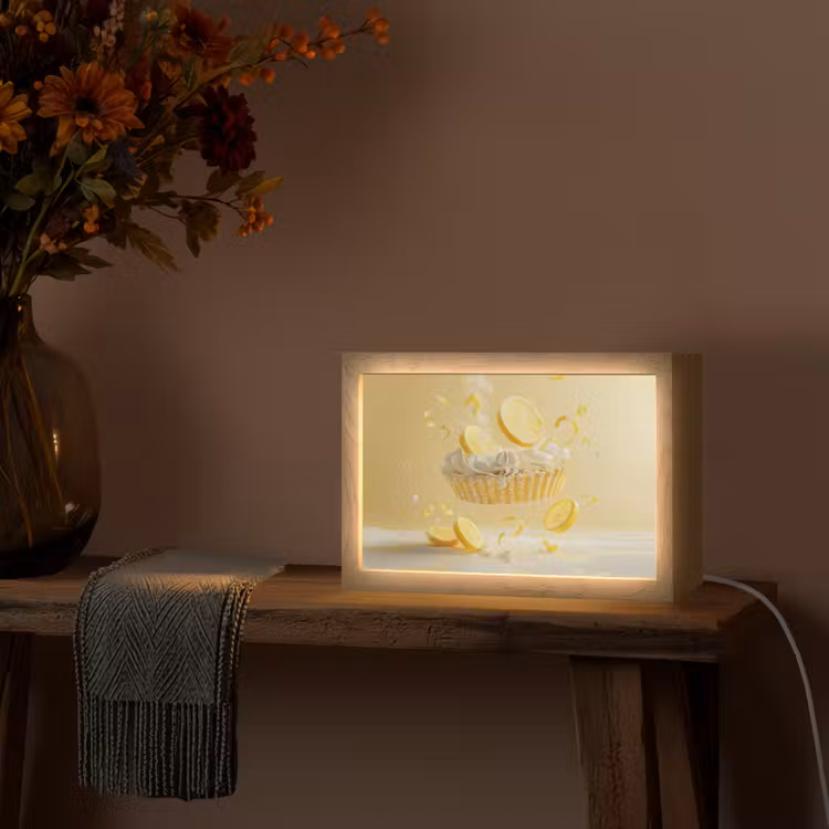 Citroen - Taart - Eten - Geel Light Box met kabel (Tafellamp) klein -sfeer4