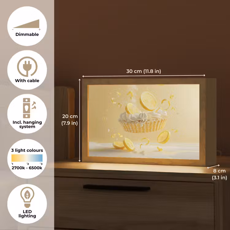 Citroen - Taart - Eten - Geel Light Box met kabel (Tafellamp) klein -USP_EN